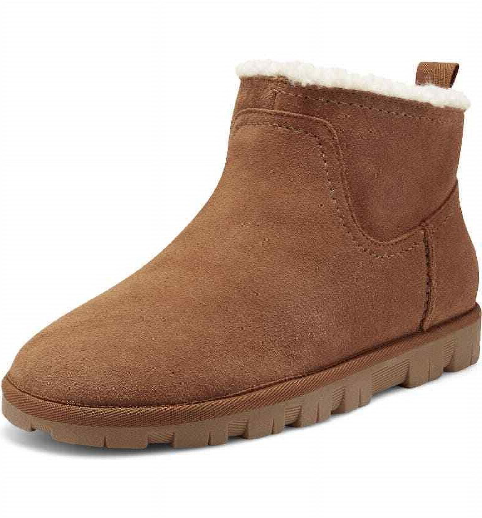 Lucky Brand Dweller Cognac Faux Shearling Round Toe Pull On Ankle Casual Booties (Cognac, 5)